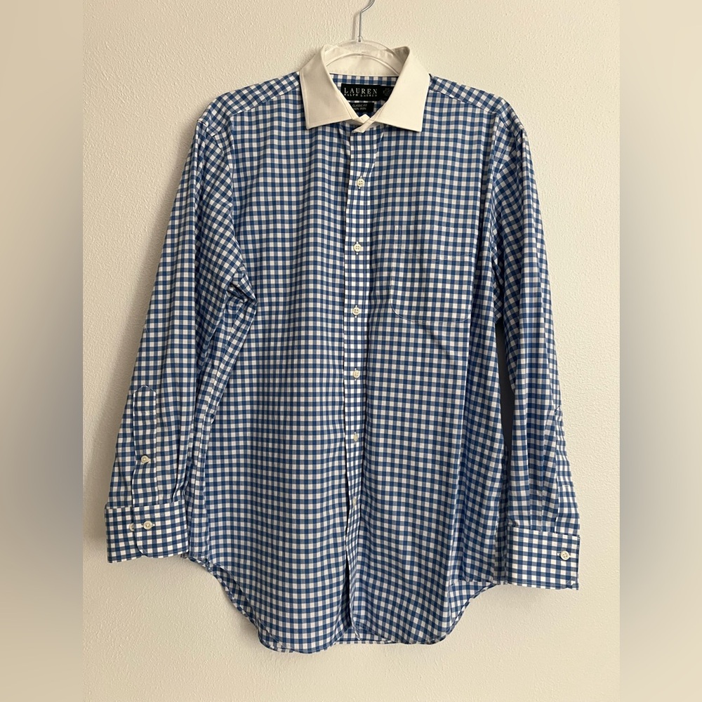 Lauren Ralph Lauren Mens Classic Fit Non‎ Iron Long Sleeve Check Shirt 16 32/33